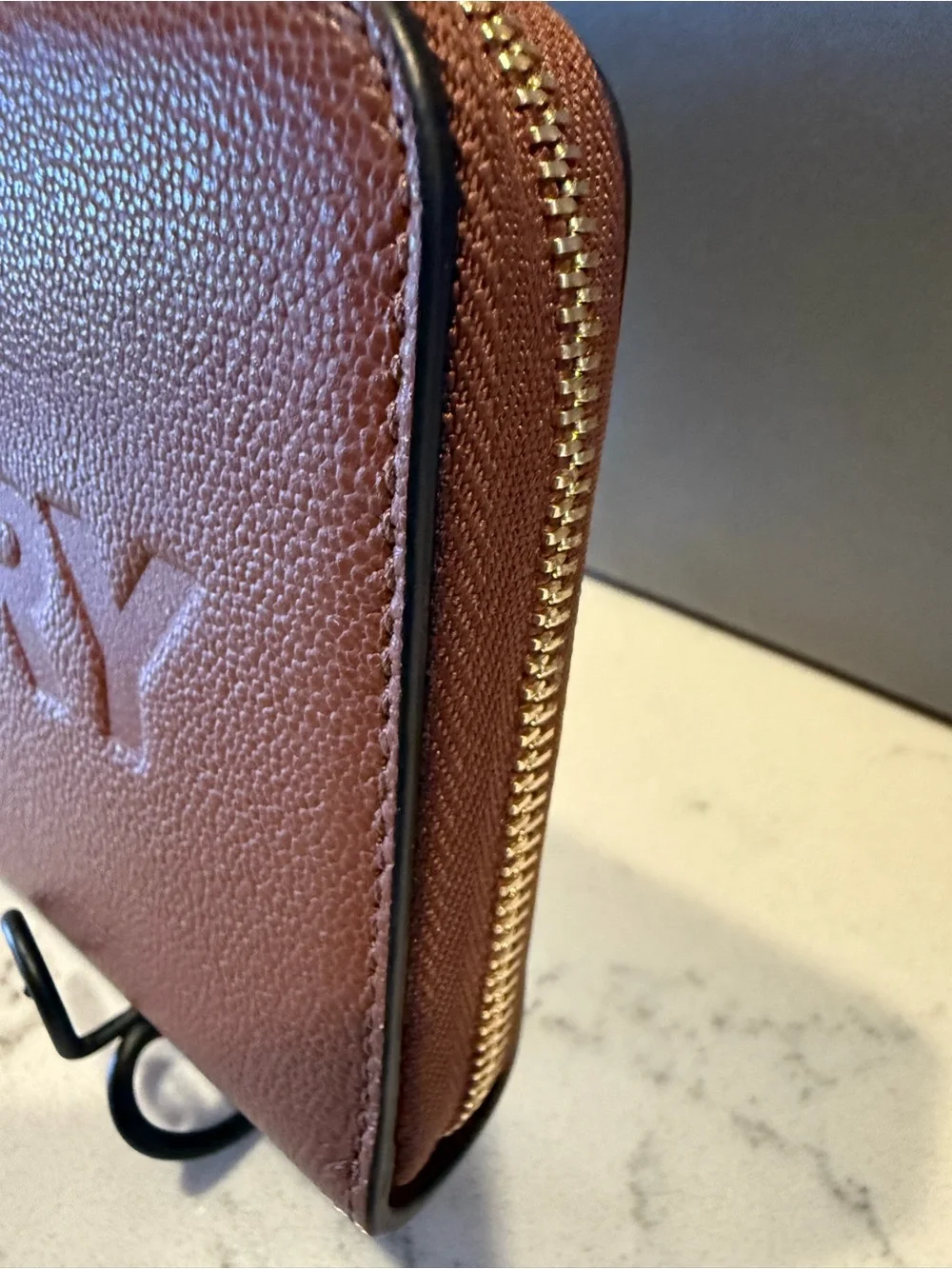 Burberry Brown Embossed Zip-Around Card Holder